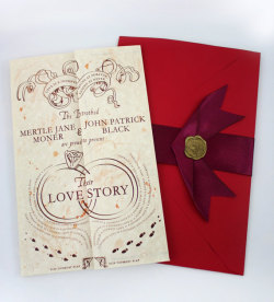 danceintheflame:  Harry Potter wedding invitations I found on etsy. This could be the most adorable and romantic thing inspired by the movie. I love it.  They are on the etsy shop  oneLittleM owned by Melissa Meek. Had to share. 