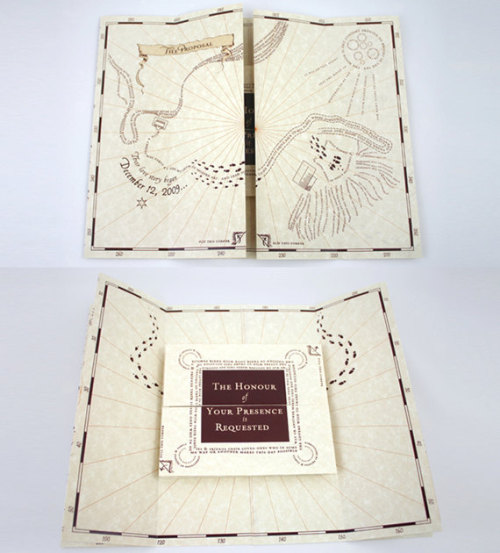 danceintheflame:  Harry Potter wedding invitations I found on etsy. This could be the most adorable and romantic thing inspired by the movie. I love it.  They are on the etsy shop  oneLittleM owned by Melissa Meek. Had to share. 