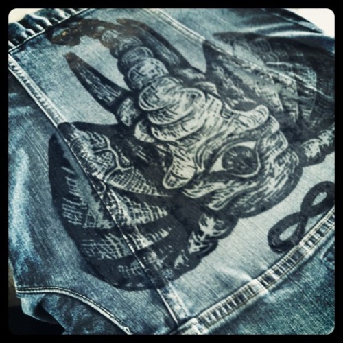 My homeboy at http://infinity-prints.com is making my jean jacket something fierce (Taken with instagram)