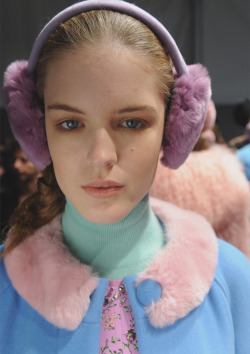 Linnea Regnander backstage Blugirl Fall 2012