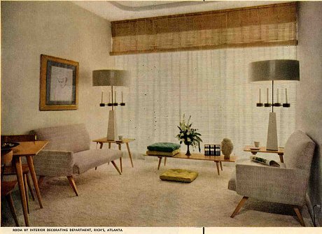 1952 room by interior decorating department; Rich’s, Atlanta