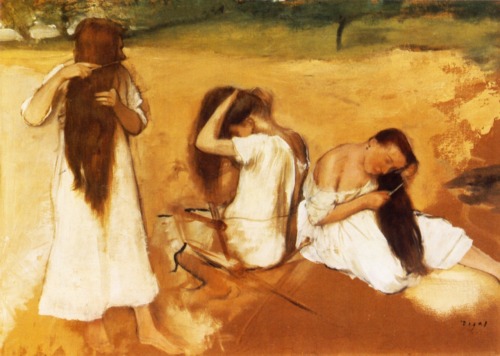 Edgar Degas, Women Combing their Hair (1877). Via deadpaint.