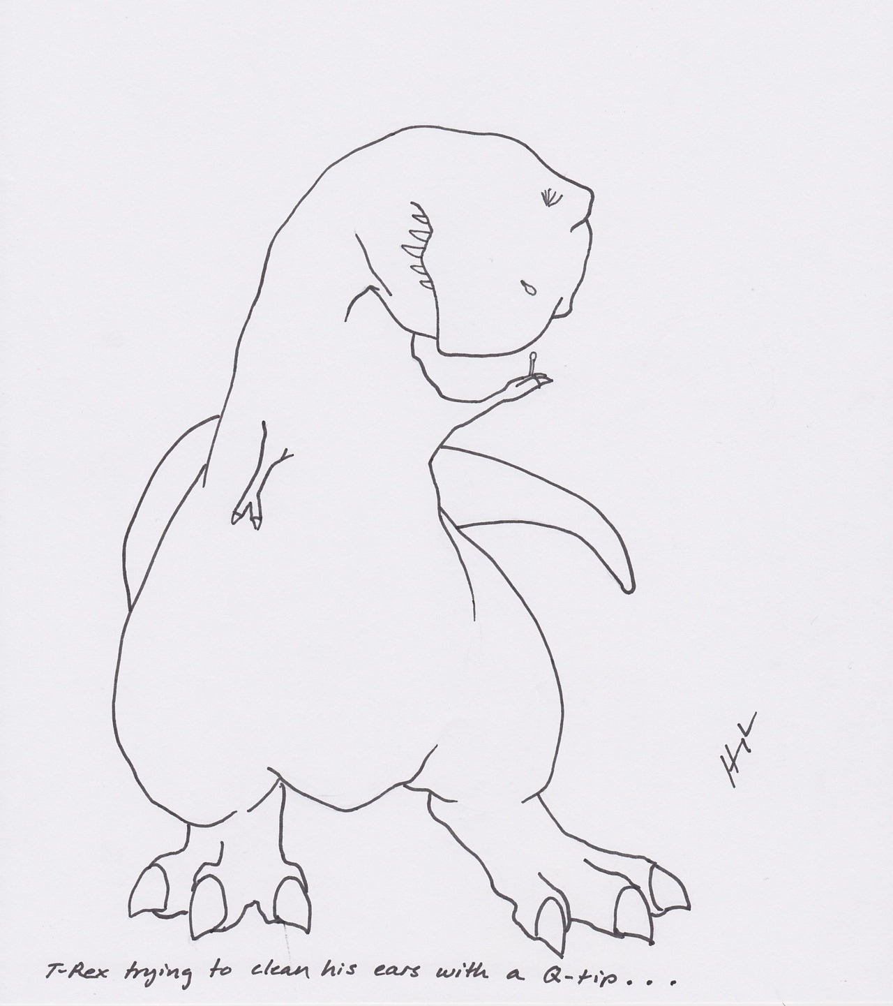 trextrying:  T-Rex Trying to Clean his Ears with a Q-Tip… #TRexTrying 