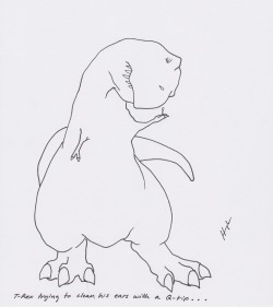 trextrying:  T-Rex Trying to Clean his Ears with a Q-Tip… #TRexTrying 