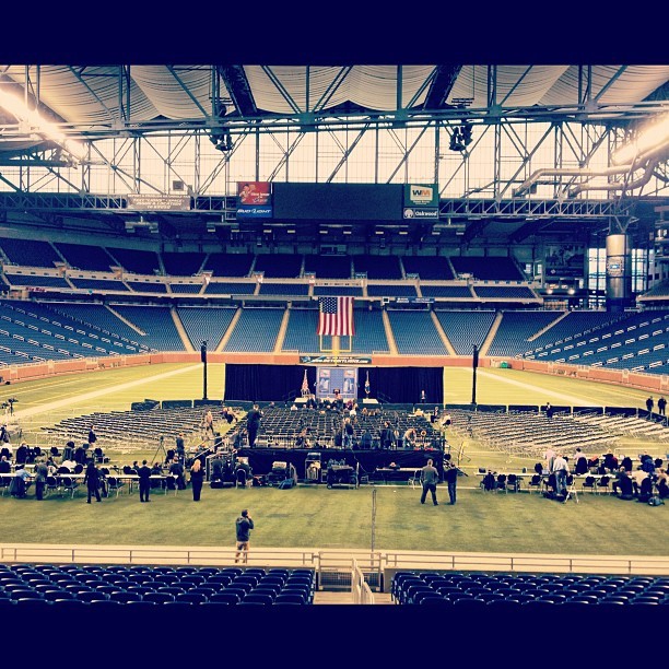 Romney will speak from the 30 yard line at Ford Field (Taken with instagram)