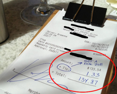 oldfilmsflicker:
“ jumblejo:
“ velocicrafter:
“ stfusexists:
“ brooklynmutt:
“ Rich Jerk Tips 1% and Advises Server to ‘Get a Real Job’ via - Eater
”
I think I would literally snap if this happened to me at work. I think I would black out and wake up...