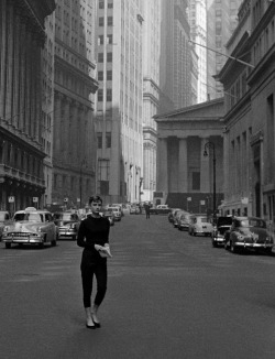 oldhollywood:  Audrey Hepburn near Wall Street
