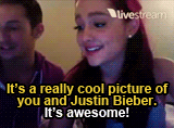 fallenforgrande:  Ariana and Frankie’s reaction to seeing my edit of her and Justin