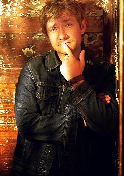 Martin Freeman only you can pose in that much denim in front of aged wood and steel and still look l