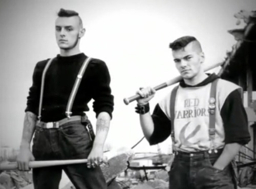 auhren: Members of the Red Warriors, an antifascist gang in France, 1985. Red Warriors used violent 