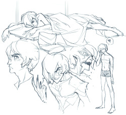 fayren:  Ahh too big for his sad little bed. 8&lt; Oh yeah and he turns into a horrible monster. But I can’t figure out what it looks like alwkejr;lkjea;lskdjghas  Oh my gosh, these sketches are gorgeous!♥♥♥