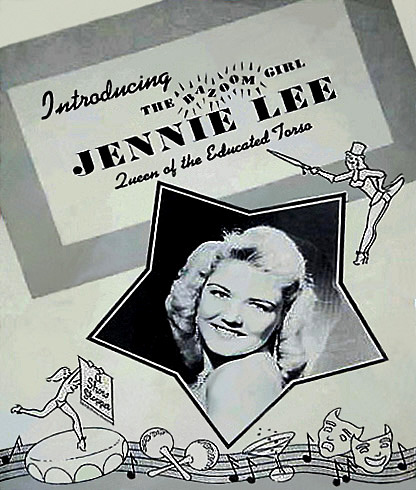 Jennie Lee   (aka. Virginia Lee Hicks) An early promo press book cover..