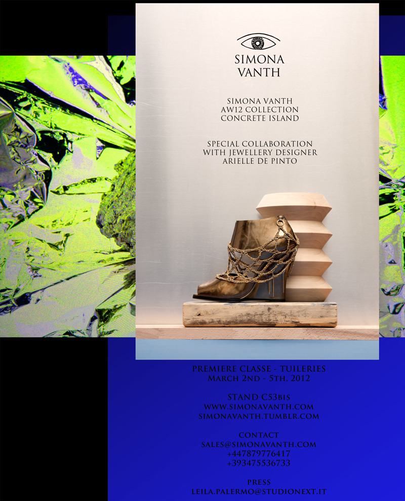 Simona Vanth autumn\winter 2012
the new collection ’ Concrete island’ will be in Premerie classe, jardin des Tuilieres from the 2nd to the 5th March.
special collaboration with the Jewellery NYc based designer Arielle Depinto.
For infos please...