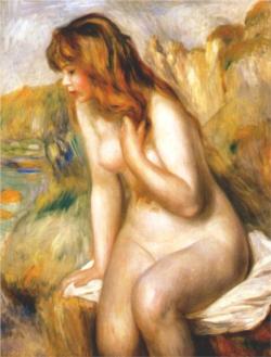 Pierre-Auguste Renoir, Bather seated on a