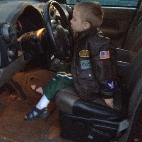 I let the birthday boy start my car. He was very excited! (Taken with instagram)