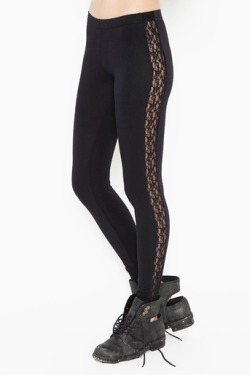gothfinds:  Black leggings with lace side