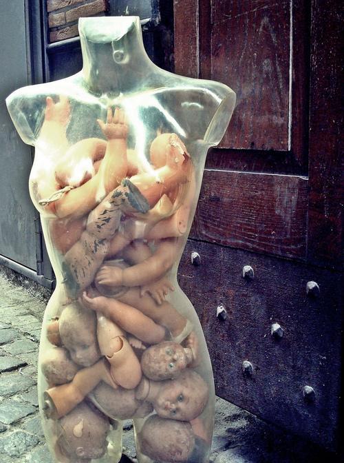 epouvantail:   yellow-polkadot-kheprini:  stfuconservatives:  lungs-:  valkyrien:  gorgonetta:  [A transparent, headless female mannequin filled with dozens of babydoll limbs and heads, aka “How Republicans view women”]  That is such a frightening