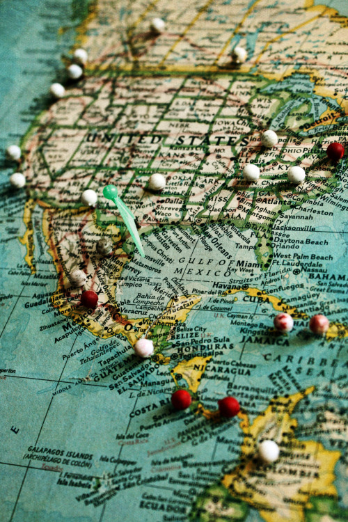 elranchonotsogrande: Vintage map with pins. My most popular Tumblr photo. Thanks for all the notes!