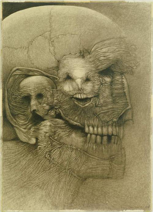 2headedsnake:  beksinski.pl Zdzislaw Beksinski, 1968, pencil 