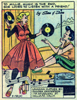 popsgustav:  TO MILLIE, MUSIC IS THE END. art by Dan DeCarlo. ©Marvel Comics. 