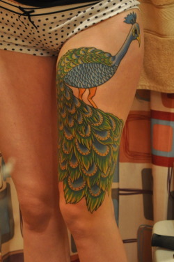 fuckyeahgirlswithtattoos:  My peacock that