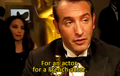 jeanvaljeans:Jean Dujardin (Best Actor, The Artist) tells ABC News’ Robin Roberts what his Oscar win