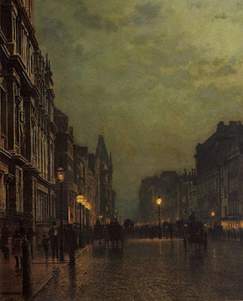 John Atkinson Grimshaw: London, Piccadilly at Night (1885–1886)