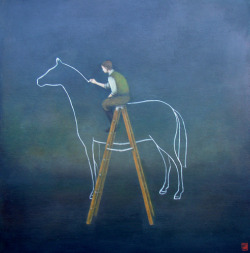 artchipel:  Duy Huynh - Mathematical Equestrian. Acrylic on wood, 18”x18” (2010) 