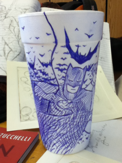 brocreate:  i spent all of fourth period and lunch drawing a small portion of the batfam on a styrofoam cup. 