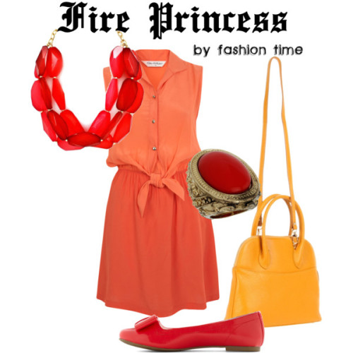 Flame Princess by fashion-time featuring a coral dress