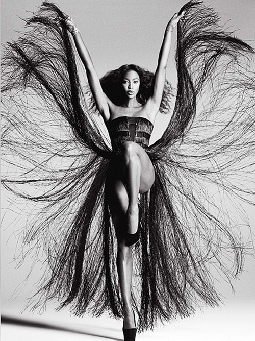 Naomi by Daniele &amp; Iango for V Magazine#76 (Spring 2012) Editorial: Private Dancer Dress: Bl