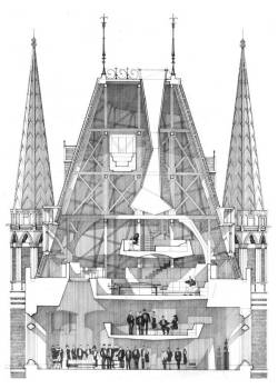 futureproofdesigns:  St Pancras (Sectional Drawing) Alan Dunlop c. 2009 pencil on paper (hand generated image)  Oh, this is completely awe-inspiring&hellip;great technique, COOL building, great &lsquo;intervention&rsquo; - bravo!