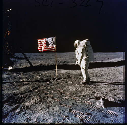 “ “That’s one small step for man, one giant leap for all mankind.”
-Astronaut Neil Armstrong’s words as he made his first step onto the surface of the Moon, July 20, 1969
”
Image: Buzz Aldrin on the Moon next to the U.S. Flag
More: President Nixon’s...