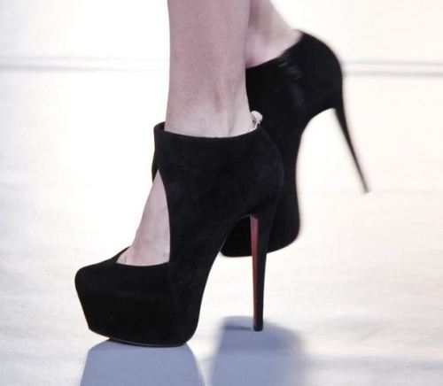 lou-boutin:  Christian Louboutin @ Mugler FW2012  see….i don’t wear heels ever, but i would definitely have these so i could stare at how pretty they look in my closet. 