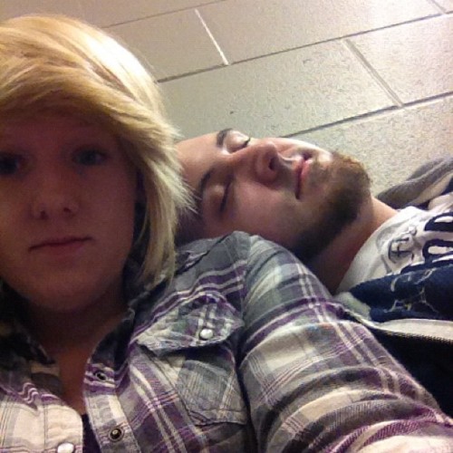 Tornado warning in school, so Chase decides its nap time… On me, again.. (Taken with instagram)