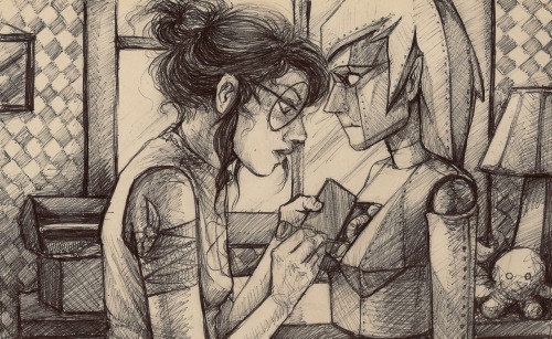 the-seer-of-void: witheringwriter: norhuu: Ball point doodle of Jade fixing JadeBot.  Ball poin