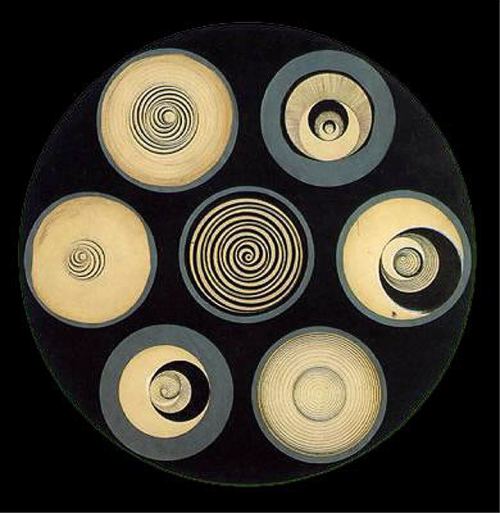 deadsunflower: Marcel Duchamp, Disks Bearing Spirals (1923). Ink and pencil on paper, 08,2 x 108,2&n