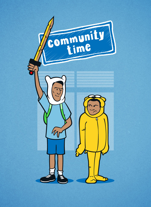 powerpig:  It’s Community Time! Abed and Troy become Finn and Jake in this not-so-unbelievable
