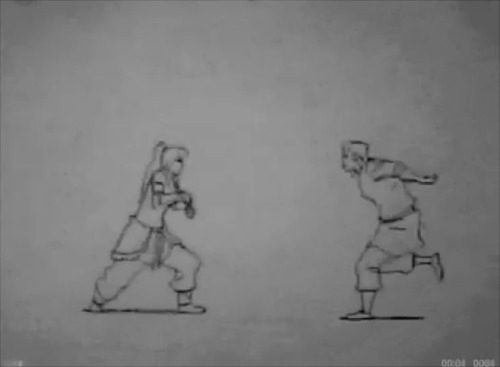 korraaa:  Line test- Legend of Korra Korra totally wiping the floor with Bolin and Mako.