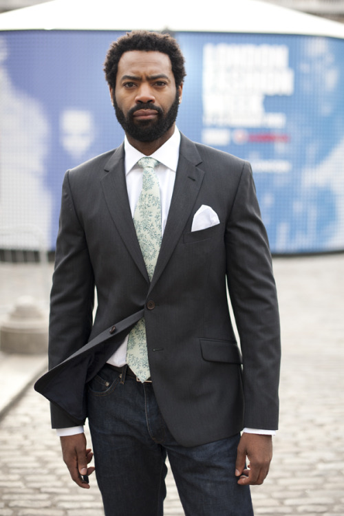 inspiredbystreet: Nicholas Pinnock at London Fashion week, AW 2012 Photo: Adam Priscak For more visi