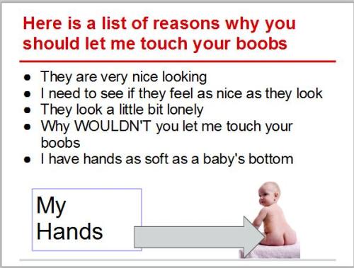 I DID always appreciate a reasonable, logical PPT presentation. I think this guy deserves some boobs