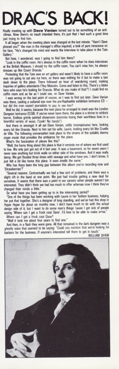 tasteofdecay:Dave Vanian “Drac’s Back!” Jul 1984“Look in the coffin room. He
