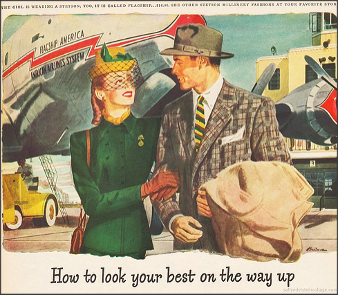 1940s advertisement for American Airlines and Stetson Hats