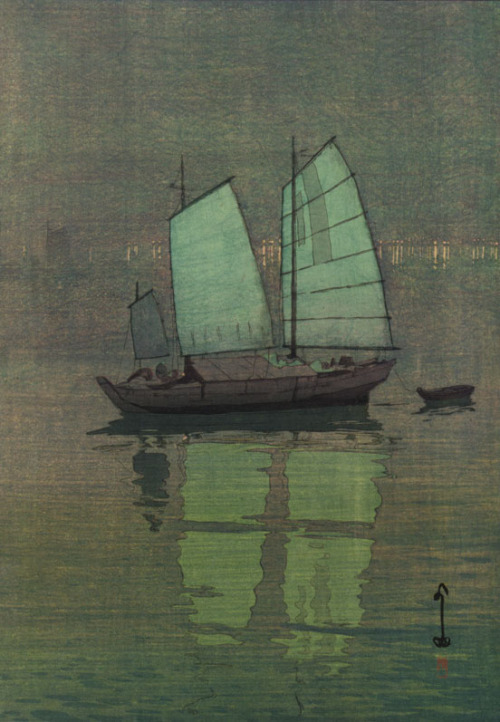 snowce:Hiroshi Yoshida, Blue Sailing Boats, 1926