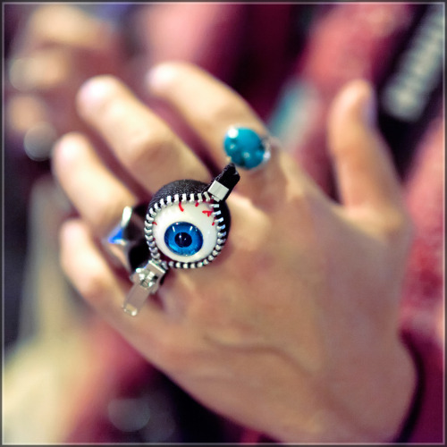 Eyeball zipper ring at the Pop N Cute by Harajuku Fashion Walk party.