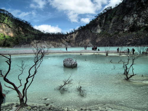 by thethemit on Flickr.Kawah Putih acid crater lake in West Java, Indonesia.