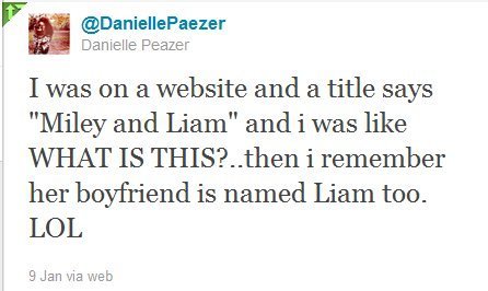 louisliamcodystalker:  THIS IS WHY DIRECTIONERS LOVE DANIELLE! SHE’S FREAKING HONEST & SWEET! SHE & LIAM ARE PERFECT!!!!!! <3  Okay now i wish she really tweeted this!!! (Btw the real Danielle’s twitter is @DaniellePeazer, not this)  She