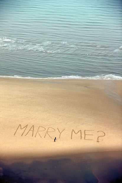 Blackpool, UK
Sharon Fuller proposed to her partner Simon Dunkerley, 518 feet in the air at the top of the Blackpool Tower, with the words ‘Marry Me?’ written hundreds of feet below in the sand on Blackpool beach. Luckily for Sharon, Simon said yes...