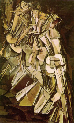 museumuesum:  Marcel Duchamp Nude Descending a Staircase (No. 2) 1912 Oil on canvas, 57 7/8 x 35 1/8 inches Duchamp’s Nude Descending a Staircase (No. 2) sparked a storm of controversy at the International Exhibition of Modern Art held at the National