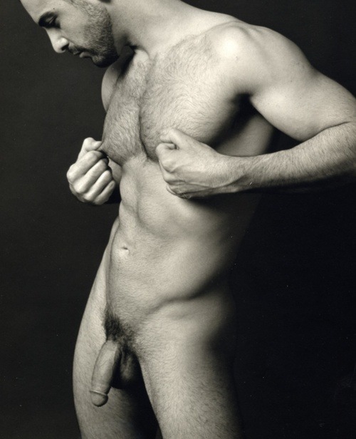 fuckdarren:  horny-dude:  His dick & his nipple!   His dick and nipples. Yum. 